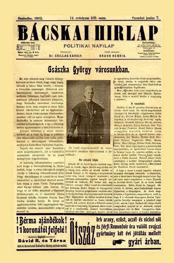 Bácskai Hirlap, 6. évf. 1902. június 7. 105. sz.