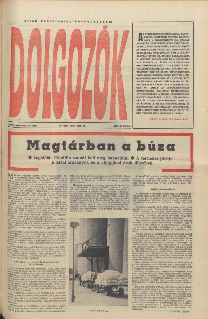 Dolgozók, 27. évf. 1973. augusztus 10. 32. sz.
