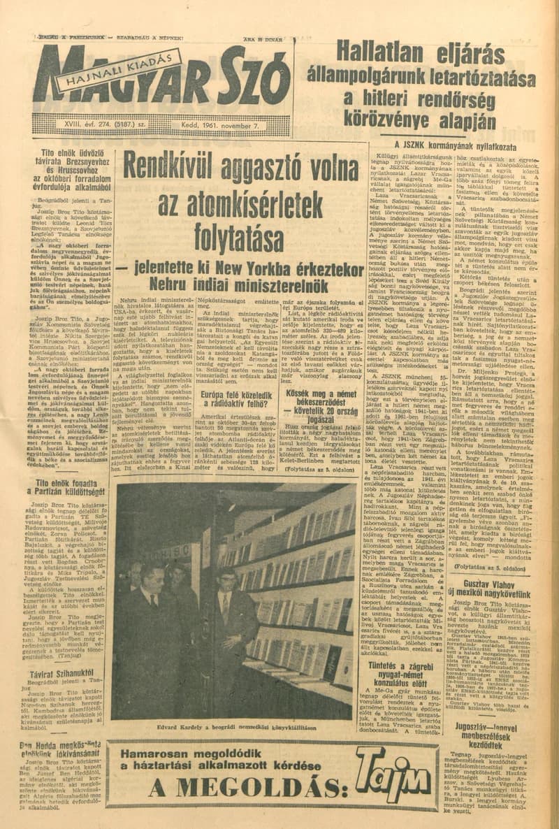 Magyar Szó, 18. évf. 1961. november 7. 274. sz. 1–16. oldal