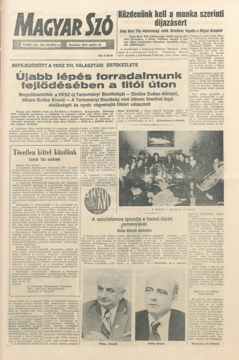 Magyar Szó, 35. évf. 1978. április 29. 117. sz. 1–20. oldal