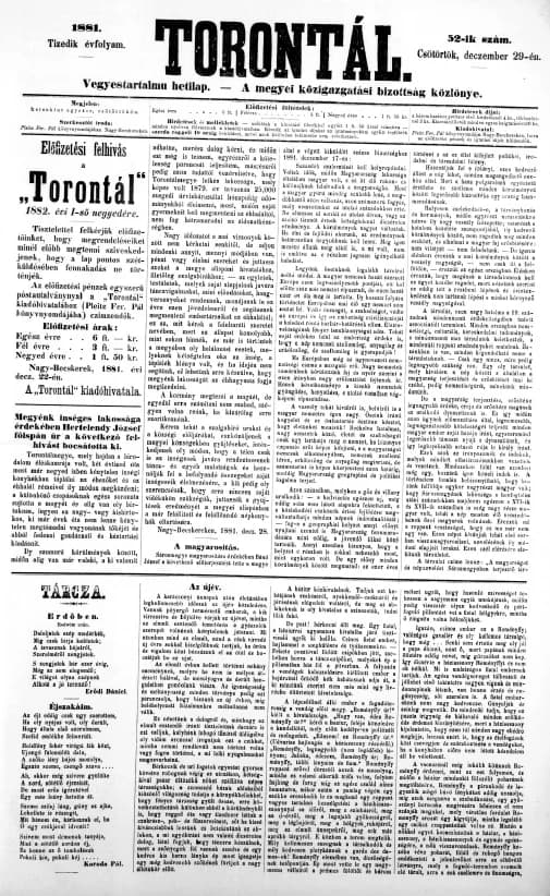 Torontál, 10. évf. 1881. december 29. 52. sz.