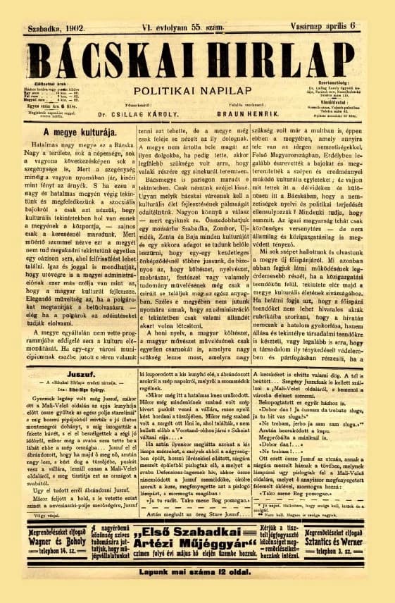 Bácskai Hirlap, 6. évf. 1902. április 6. 55. sz.