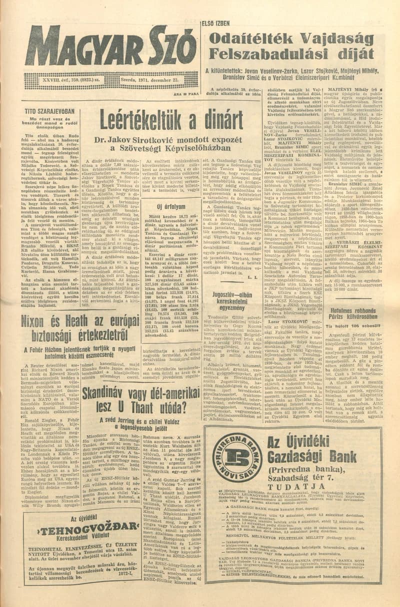 Magyar Szó, 28. évf. 1971. december 22. 350. sz. 1–20. oldal
