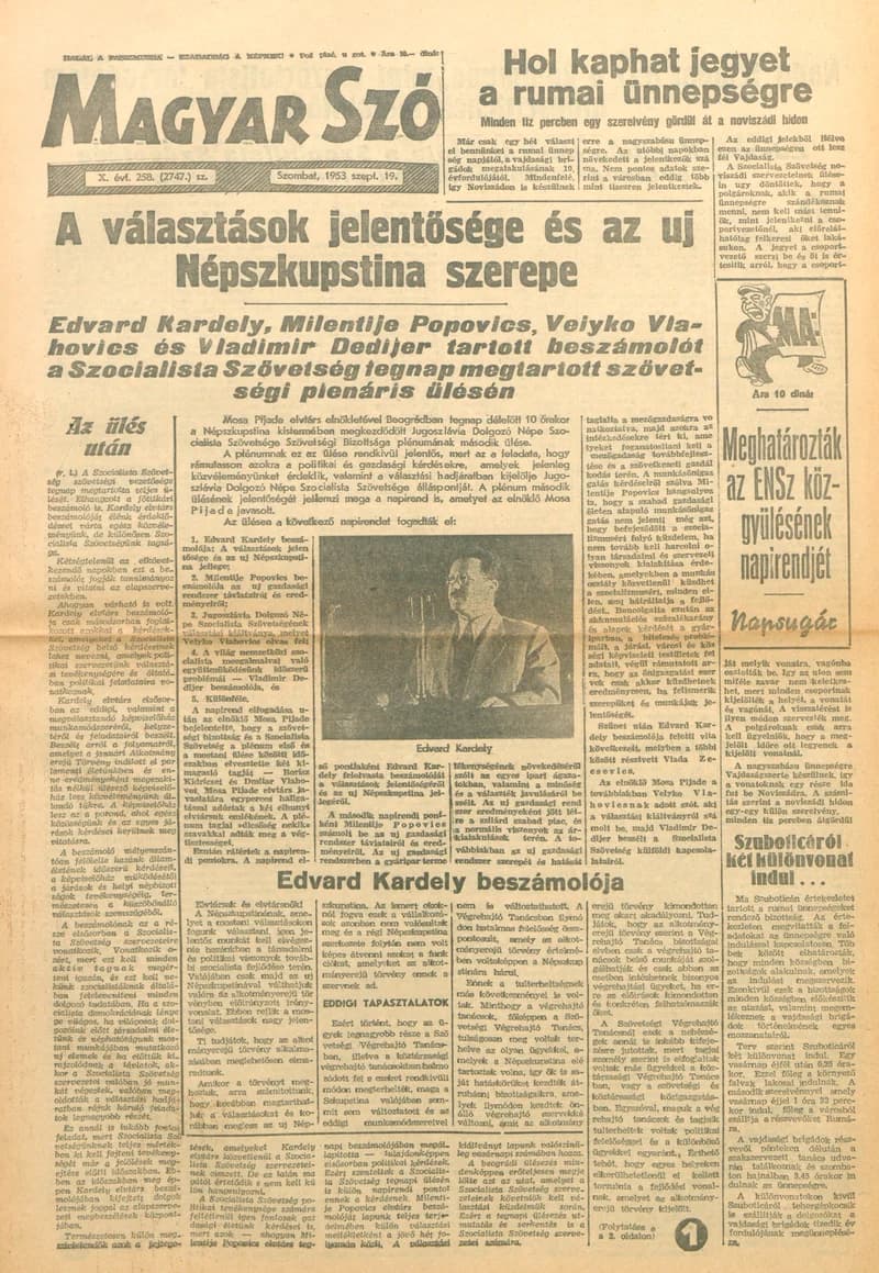 Magyar Szó, 10. évf. 1953. szeptember 19. 258. sz. 1–8. oldal