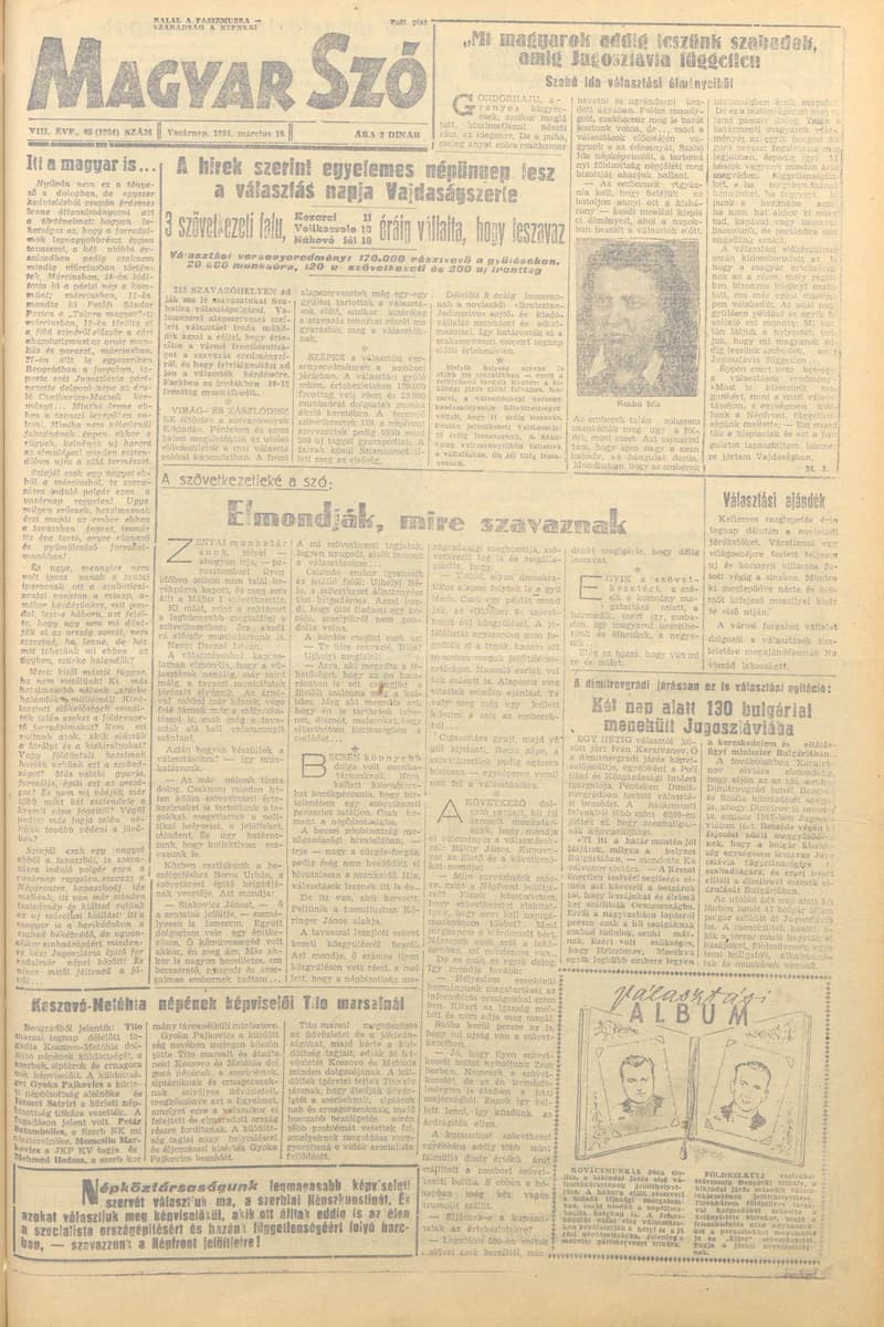 Magyar Szó, 8. évf. 1951. március 18. 65. sz. 1–8. oldal