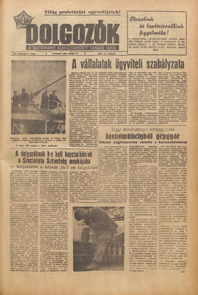 Dolgozók, 8. évf. 1954. április 20. 17. sz.