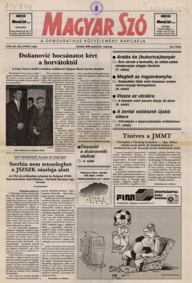 Magyar Szó, 57. évf. 2000. június 25. 148. sz. 1–24. oldal
