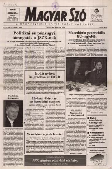 Magyar Szó, 58. évf. 2001. április 10. 84. sz. 1–16. oldal