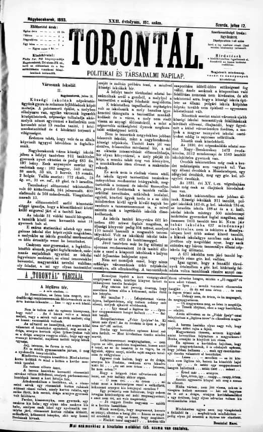Torontál, 22. évf. 1893. július 12. 157. sz.
