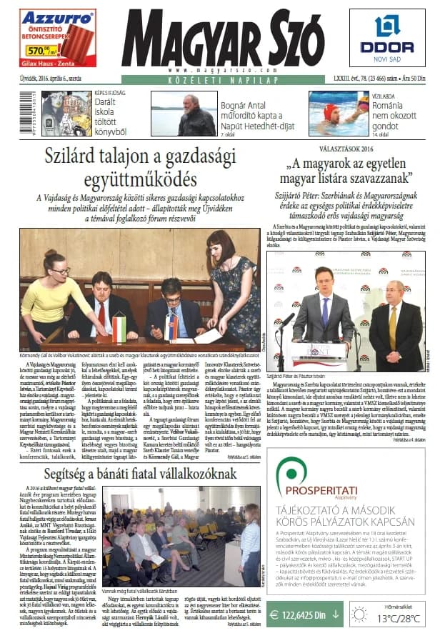 Magyar Szó, 73. évf. 2016. április 6. 78. sz. 1–16. oldal