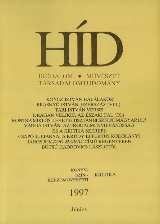 Híd, 61. évf. 1997. június. 6. sz. 401–496. oldal