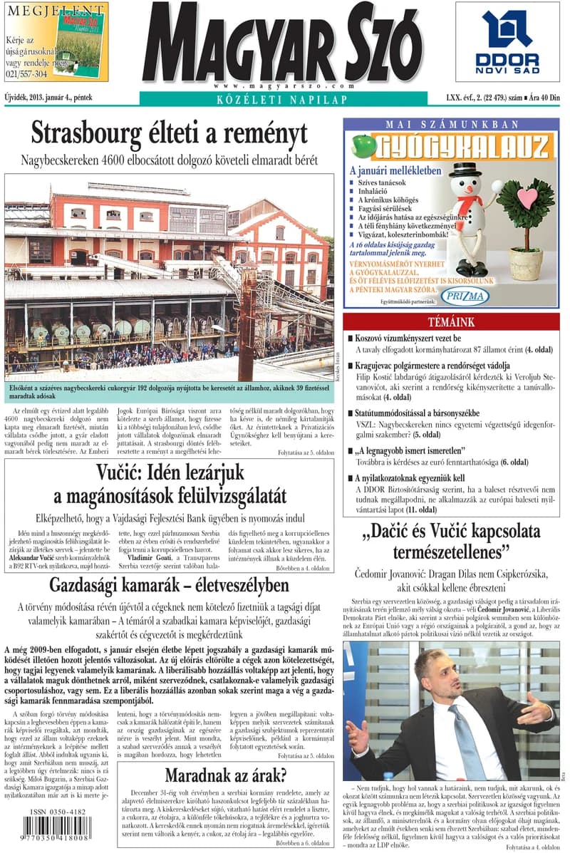 Magyar Szó, 70. évf. 2013. január 4. 2. sz. 1–20. oldal