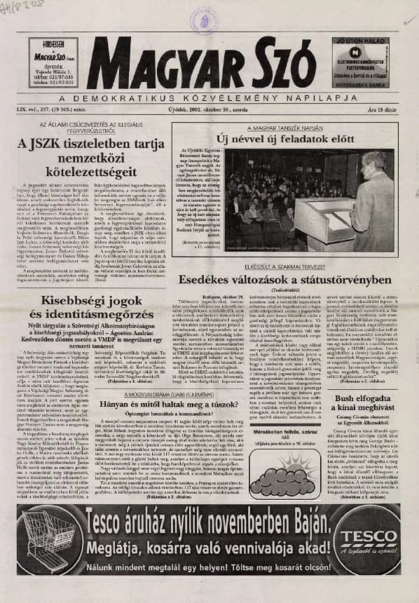 Magyar Szó, 59. évf. 2002. október 30. 257. sz. 1–16. oldal