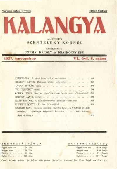 Kalangya, 6. évf. 1937. november. 8. sz. 277–323. oldal