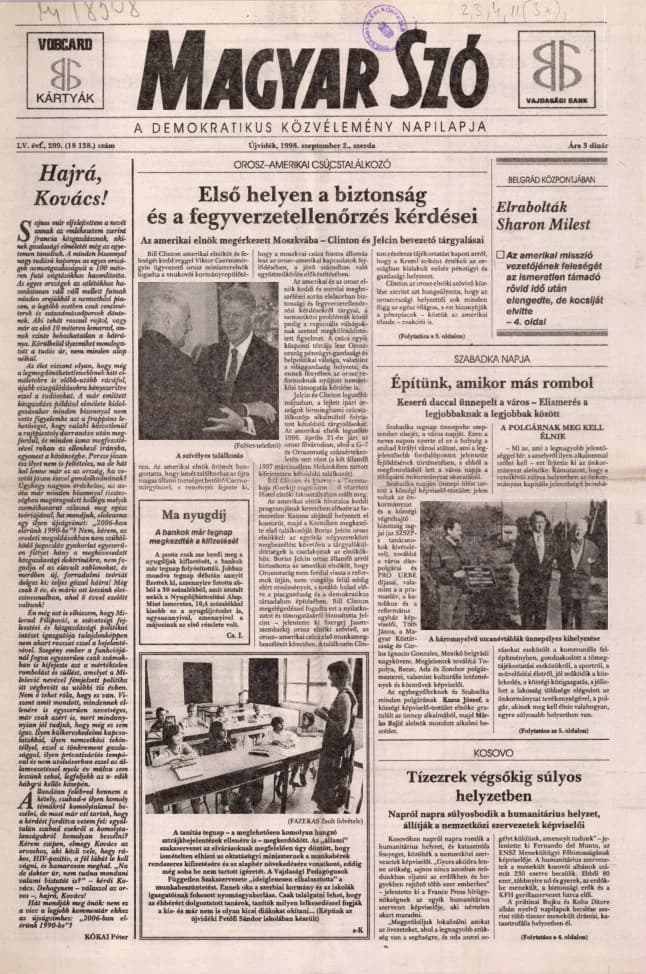 Magyar Szó, 55. évf. 1998. szeptember 2. 209. sz. 1–16. oldal