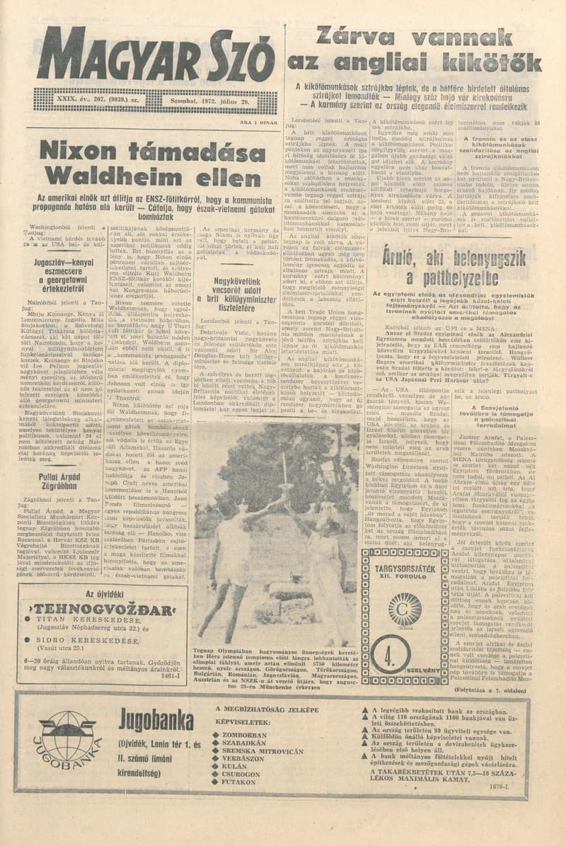 Magyar Szó, 29. évf. 1972. július 29. 207. sz. 1–16. oldal