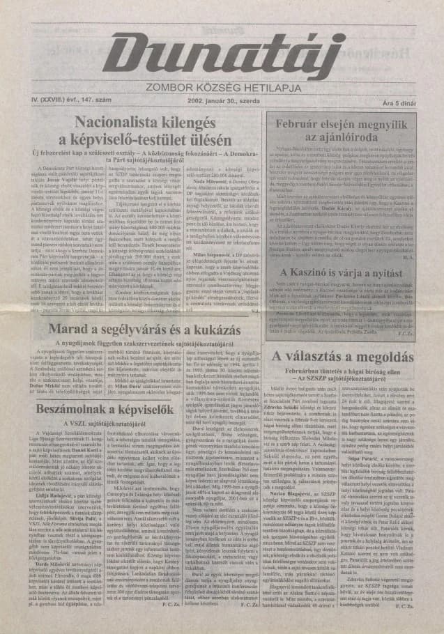 Dunatáj, 4. évf. 2002. január 30. 147. sz.