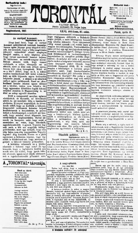 Torontál, 26. évf. 1897. április 16. 87. sz.