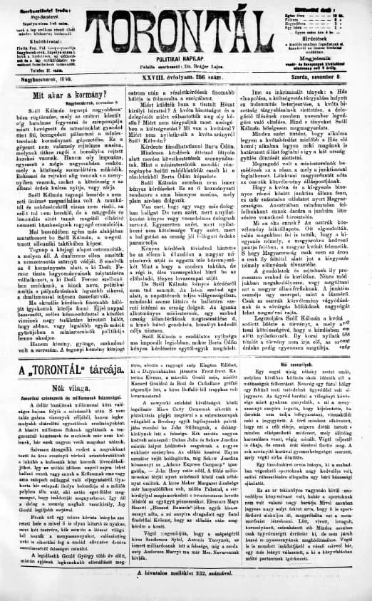 Torontál, 28. évf. 1899. november 8. 256. sz.