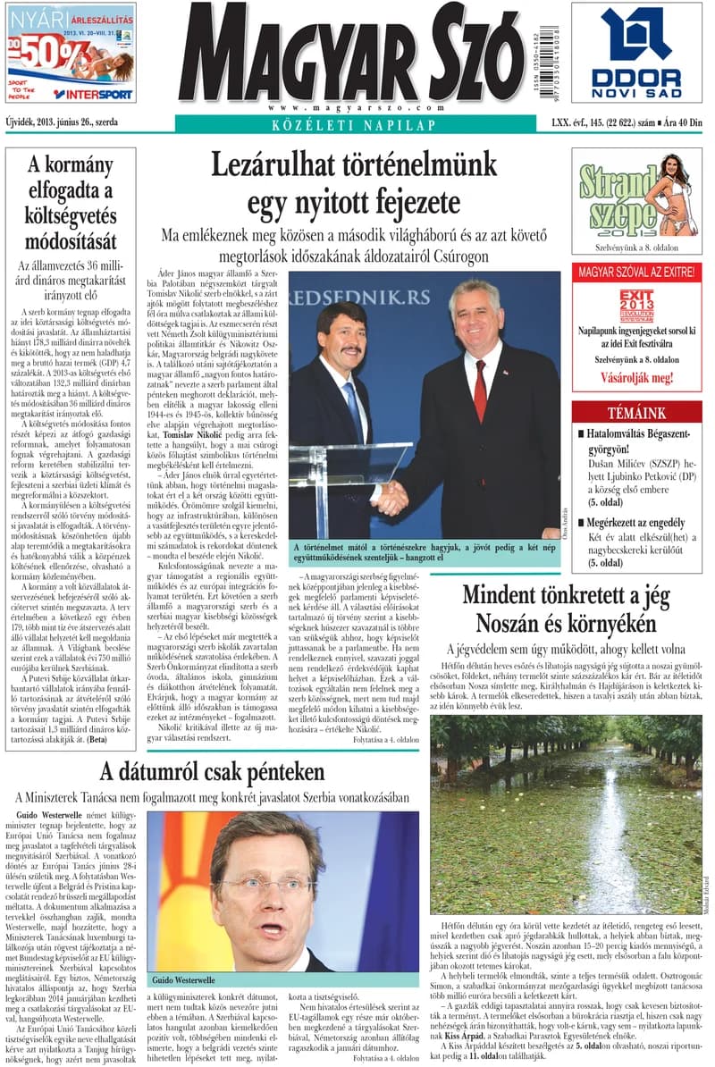 Magyar Szó, 70. évf. 2013. június 26. 145. sz. 1–20. oldal