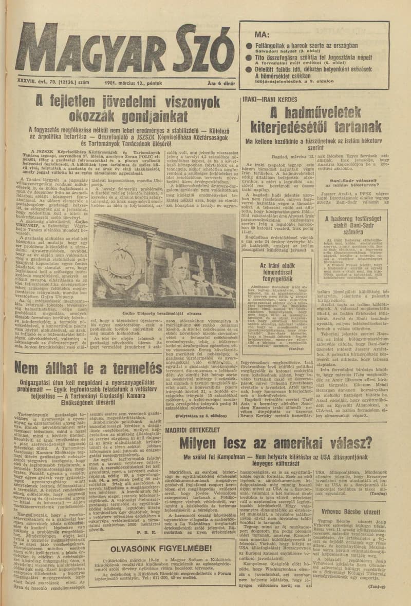 Magyar Szó, 38. évf. 1981. március 13. 70. sz.