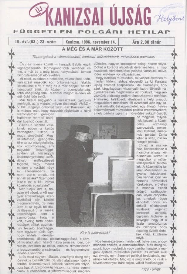 Új Kanizsai Újság, 3. évf. 1996. november 14. 23. sz.
