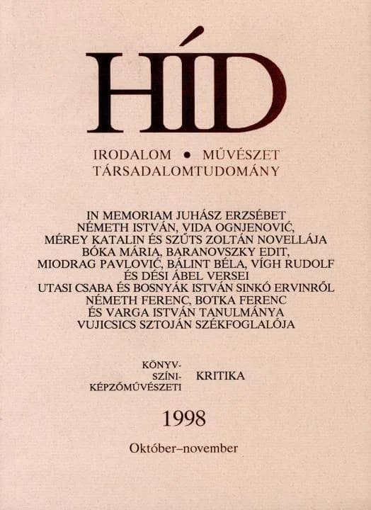 Híd, 62. évf. 1998. október – november. 10–11. sz. 801–928. oldal
