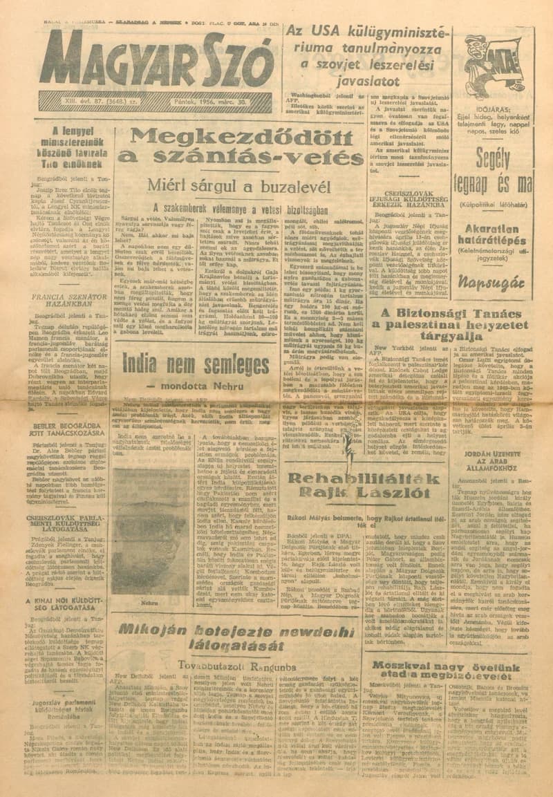 Magyar Szó, 13. évf. 1956. március 30. 87. sz. 1–8. oldal