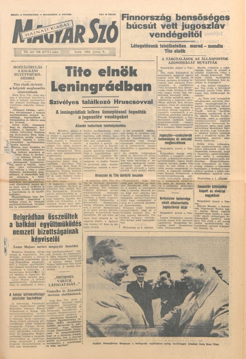 Magyar Szó, 21. évf. 1964. június 9. 158. sz. 1–16. oldal