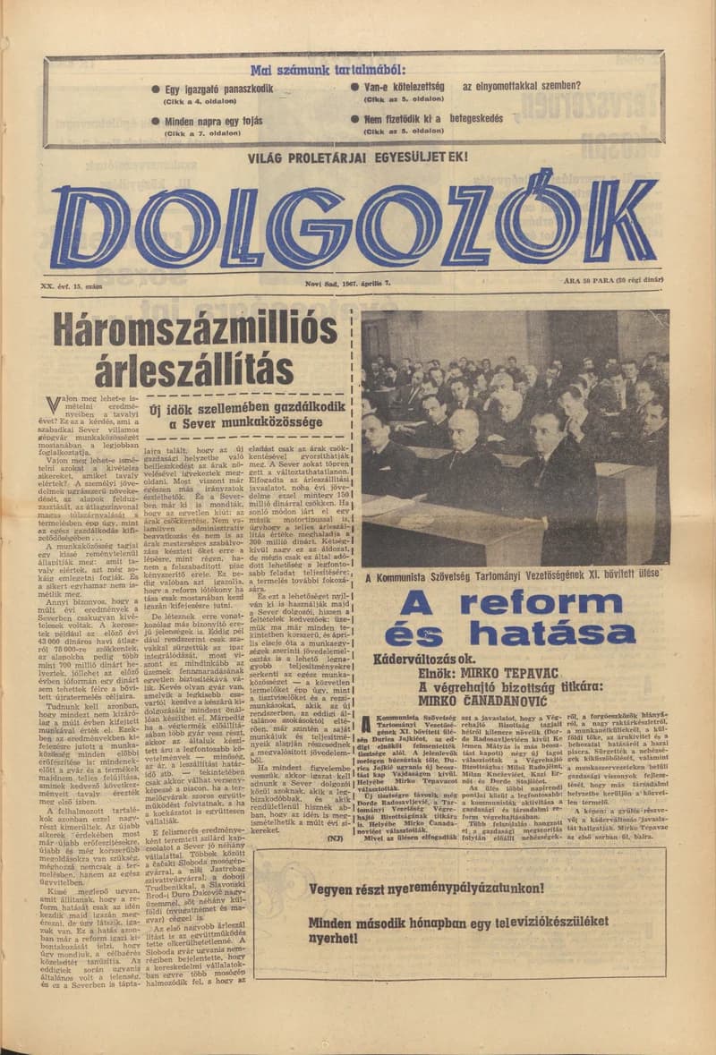 Dolgozók, 21. évf. 1967. április 7. 15. sz.