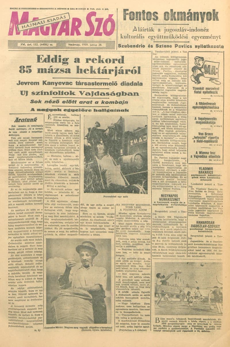 Magyar Szó, 16. évf. 1959. június 28. 152. sz. 1–22. oldal