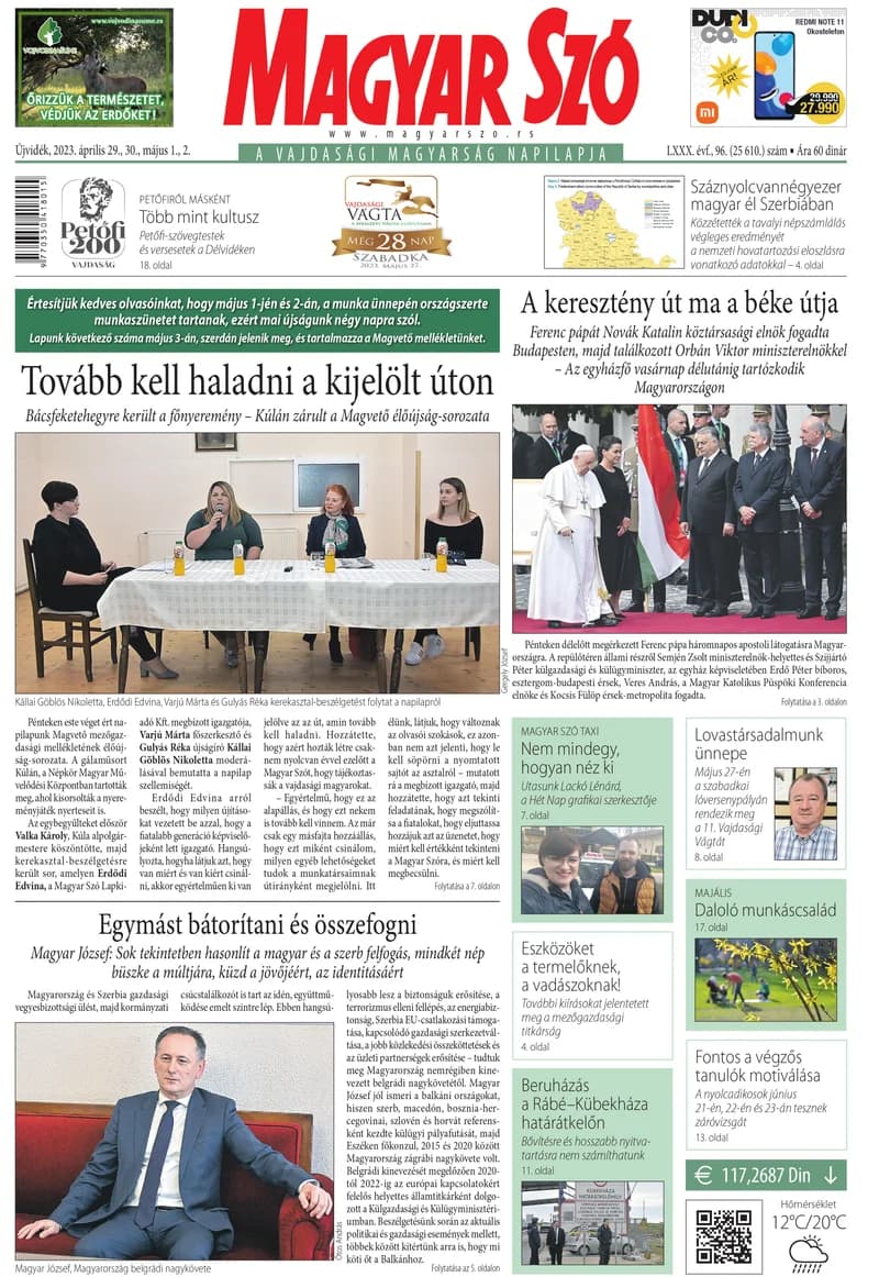 Magyar Szó, 80. évf. 2023. április 29. – május 2. 96. sz. 1–32. oldal