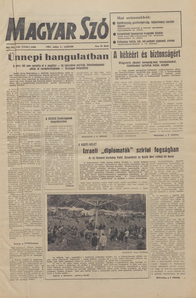 Magyar Szó, 41. évf. 1984. május 3. 120. sz. 1–16. oldal