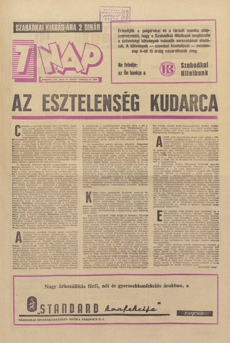 7 Nap, 29. évf. 1974. július 26. 30. sz. 1–28. oldal