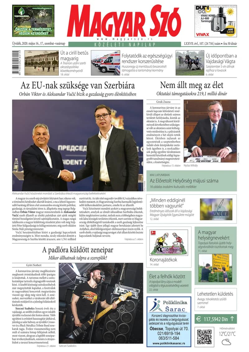 Magyar Szó, 77. évf. 2020. május 16. – 17. 107. sz. 1–32. oldal