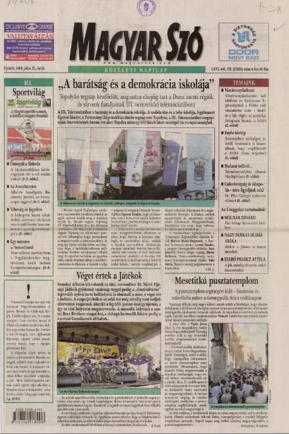 Magyar Szó, 66. évf. 2009. július 27. 172. sz. 1–16. oldal