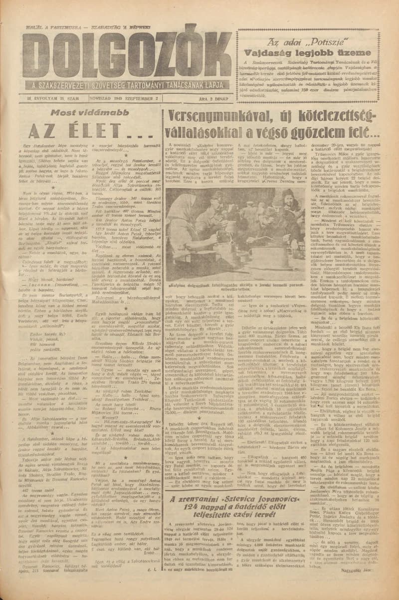 Dolgozók, 3. évf. 1949. szeptember 2. 35. sz.