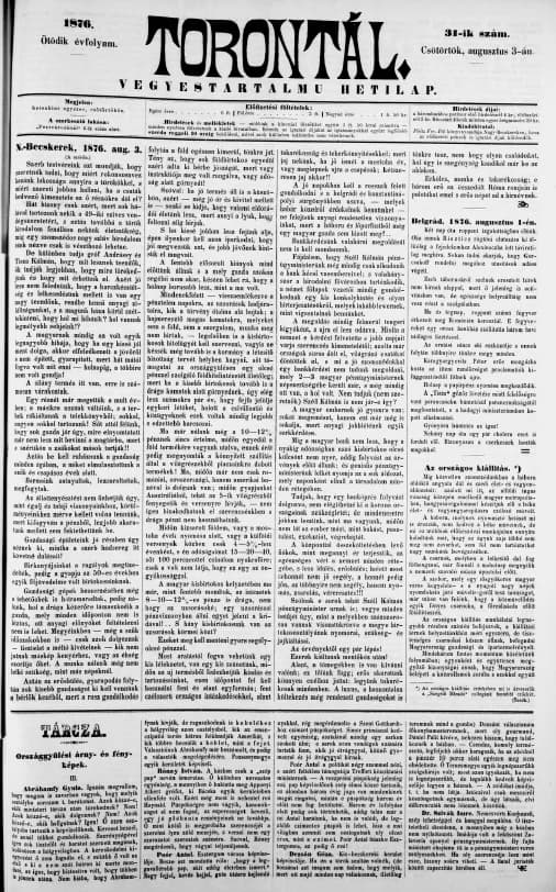Torontál, 5. évf. 1876. augusztus 3. 31. sz.