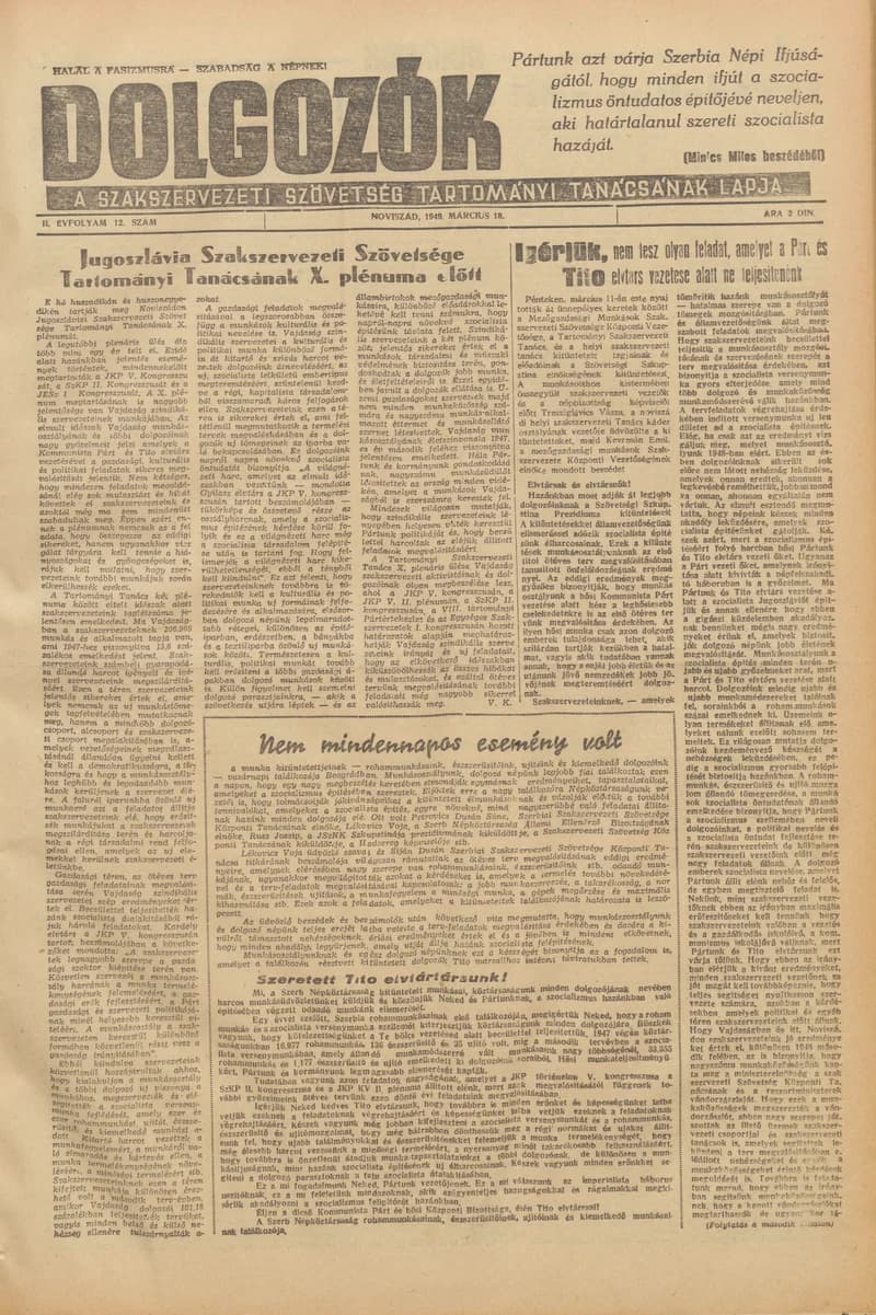 Dolgozók, 3. évf. 1949. március 18. 12. sz.