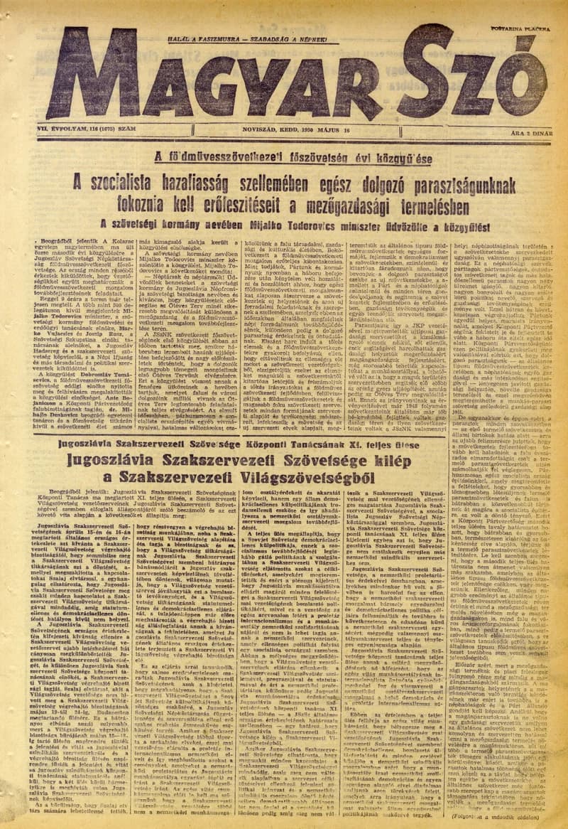 Magyar Szó, 7. évf. 1950. május 16. 116. sz. 1–4. oldal