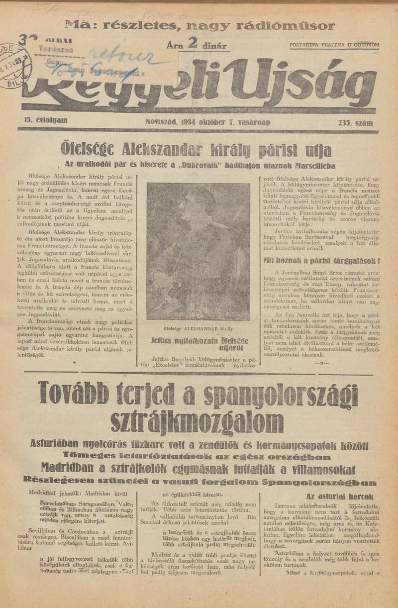 Reggeli Újság, 15. évf. 1934. október 7. 235. sz.