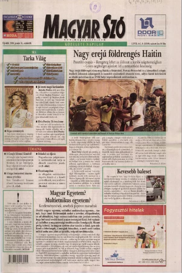 Magyar Szó, 67. évf. 2010. január 14. 9. sz. 1–20. oldal