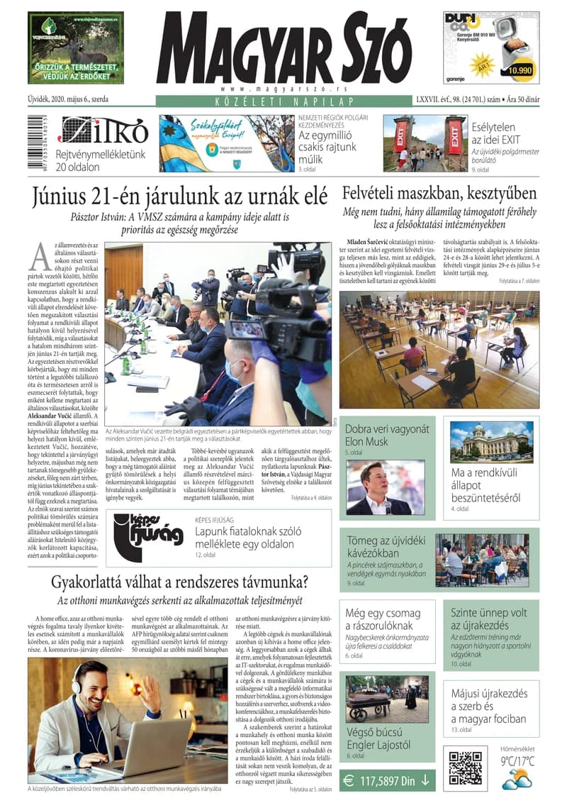 Magyar Szó, 77. évf. 2020. május 6. 98. sz. 1–16. oldal