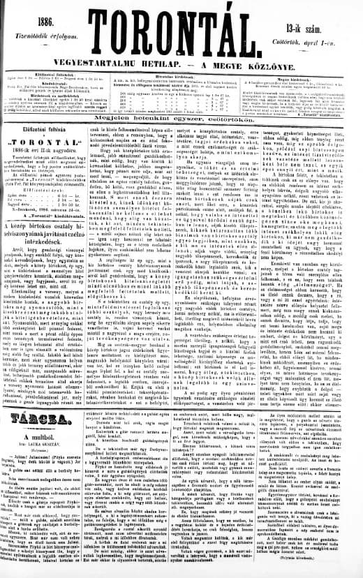 Torontál, 15. évf. 1886. április 1. 13. sz.