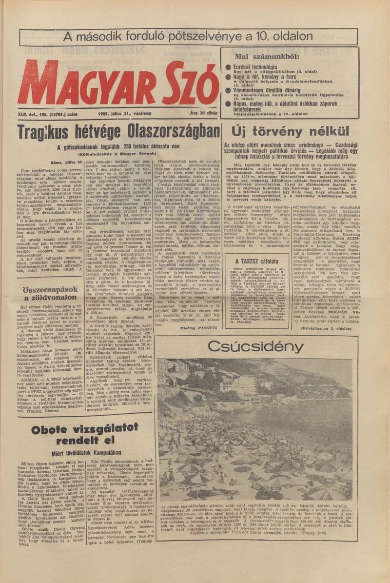 Magyar Szó, 42. évf. 1985. július 21. 198. sz. 1–28. oldal