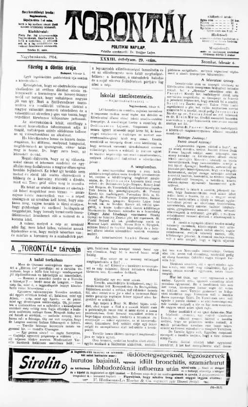 Torontál, 33. évf. 1904. február 6. 29. sz.