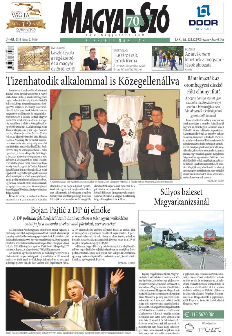 Magyar Szó, 71. évf. 2014. június 2. 124. sz. 1–16. oldal