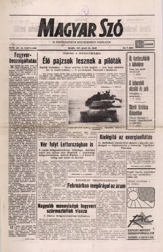 Magyar Szó, 48. évf. 1991. január 22. 20. sz. 1–20. oldal