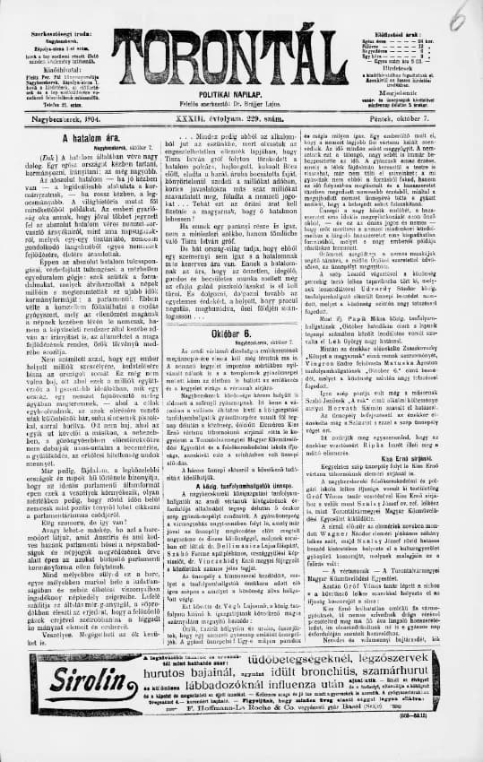 Torontál, 33. évf. 1904. október 7. 229. sz.