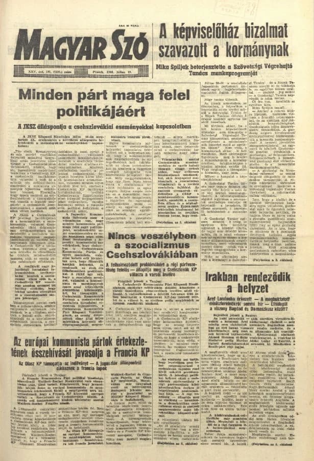 Magyar Szó, 25. évf. 1968. július 19. 197. sz. 1–10. oldal